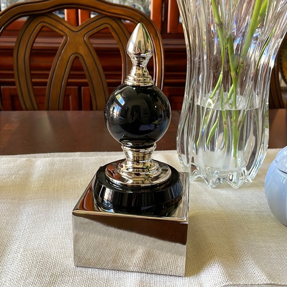 Art Deco silver color and black table shelf sculpture decor accent display - Picture 1 of 8